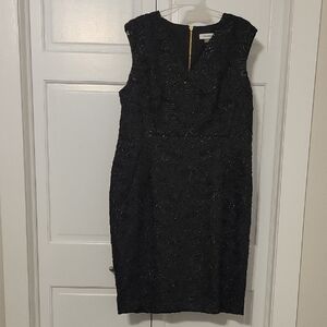 Calvin Klein Black Textured Midi Dress